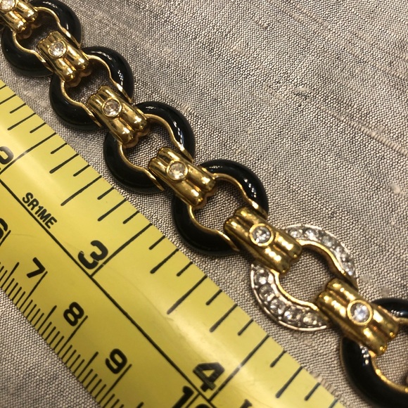 Black Gold w/rhinestones Bracelet! Stunning! Looks feels real! Women Gift! - Picture 5 of 13